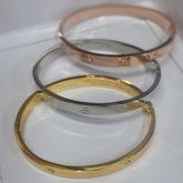 Stainless Steel Anti-Tarnish Adjustable Bangles – Trio Finish with Diamond Detailing